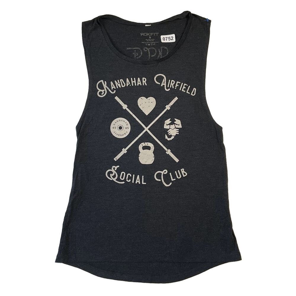 Rokfit Women Tank Top S Charcoal Graphic Print Kandahar Airfield Social Club